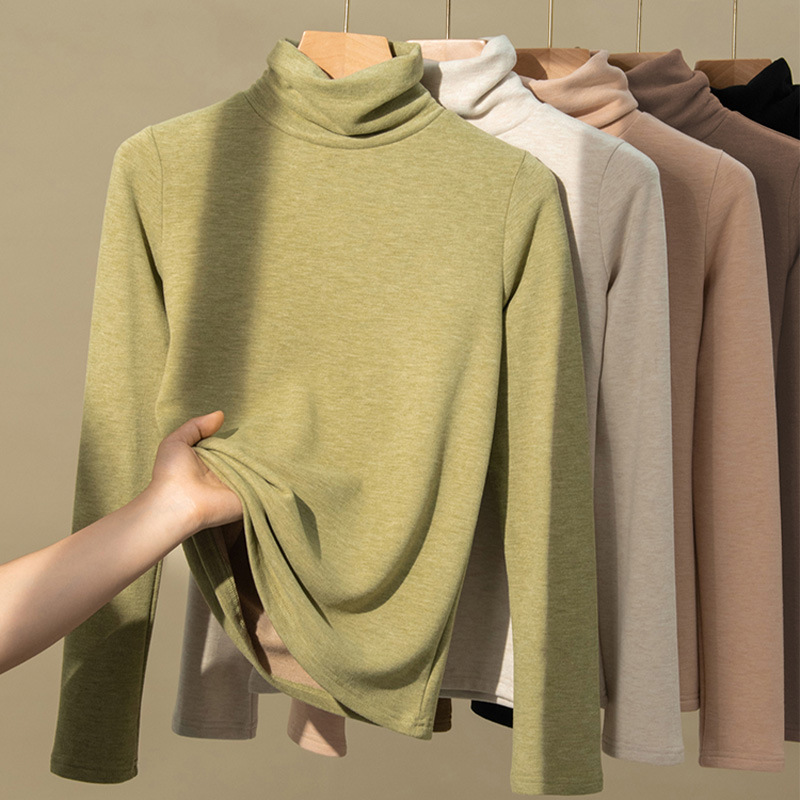 280克羊绒蚕丝徳绒打底衫女秋冬新款高领保暖内搭加绒百搭上衣女