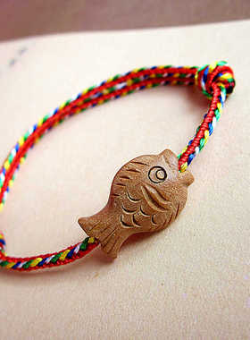 端午节五彩绳手链五彩绳桃木