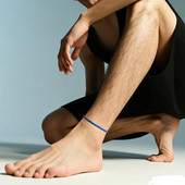 男士 蓝色脚绳时尚 高级感简约手工编织情侣脚链男女礼物深森系潮男