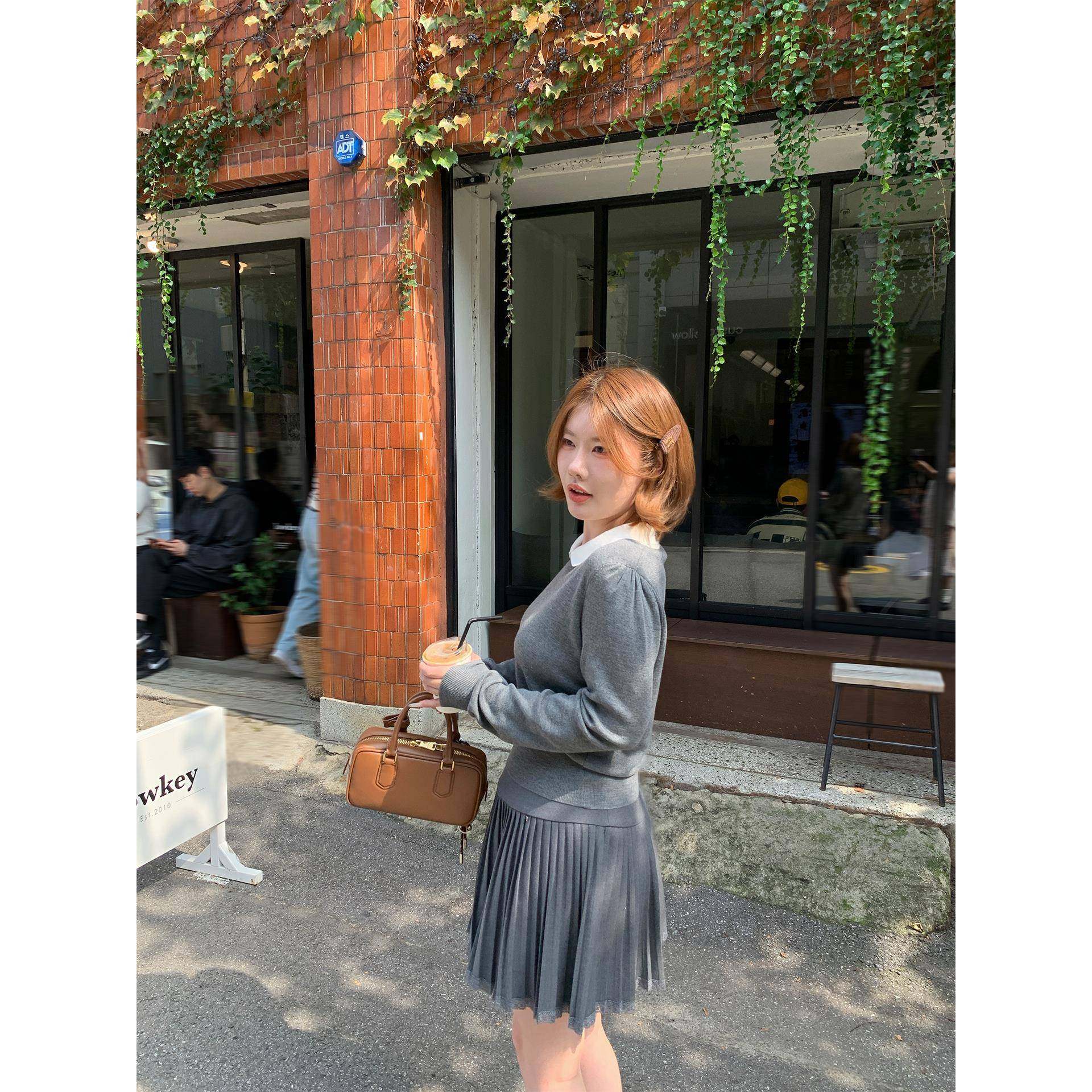 酒心微胖定制 减龄宝藏 撞色娃娃领正肩显瘦针织毛衣