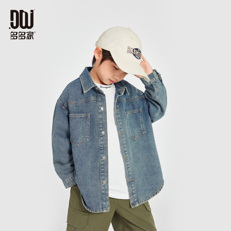 男童牛仔服外套2025春秋款复古水