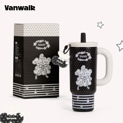 VANWALK lucky pony新款高颜值学生水杯女大容量不锈钢吸管保温杯