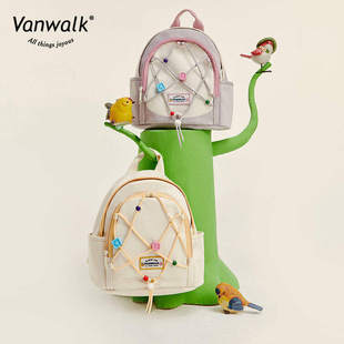 VANWALK小花园 自制复古少女百搭小型书包背包外出轻便小巧双肩包