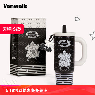 VANWALK lucky pony新款高颜值学生水杯女大容量不锈钢吸管保温杯