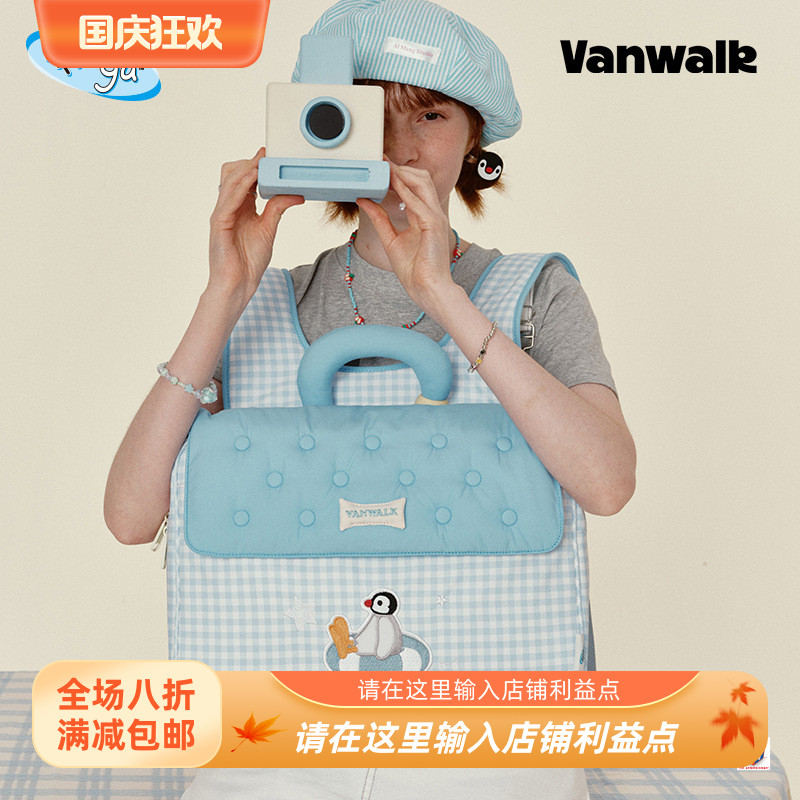 VANWALK Pingu小众设计企鹅双肩包女生ins休闲痛15.6寸手提电脑包