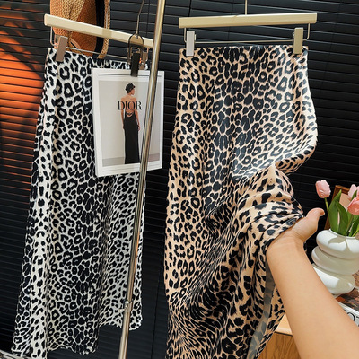 狂野豹纹印花包臀鱼尾裙