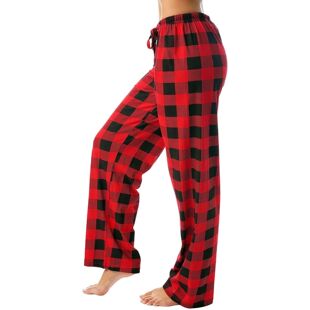 休闲弹力格子睡裤女 Casual comfort stretch check pajama pants