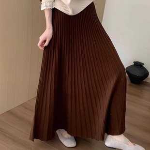 Winter long knitted pleated skirt 韩式冬季长款针织百褶半身裙