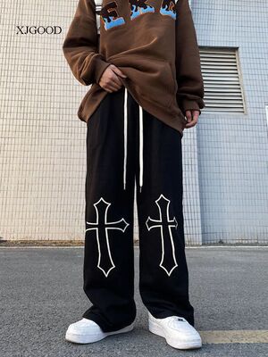 情侣款抽绳休闲直筒卫裤