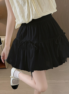 Summer white flower bud short skirt 夏季白色防走光花苞短裙女