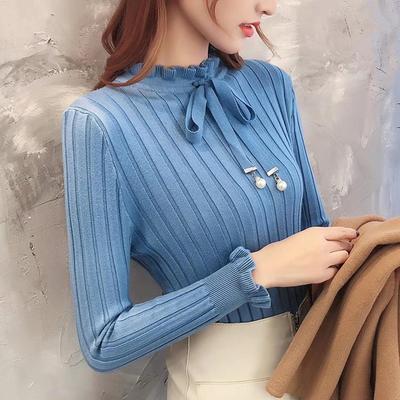 秋季韩版木耳边针织打底衫