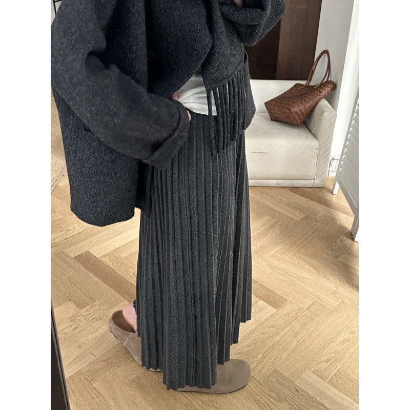 秋冬季韩版针织百褶半身裙