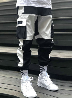 Loose stitching contrast color overalls for boys春男生工装裤