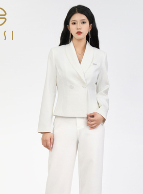 百丝BCVOGA法式翻领洋气外套2024秋季新品简约中性长袖西装女