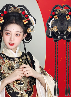 汉服假发一体式新年款懒人新款古装拜年发髻古风明制造型盘发发包