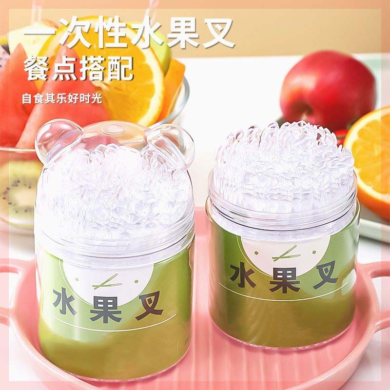 家用便携一次性水果叉透明小叉子