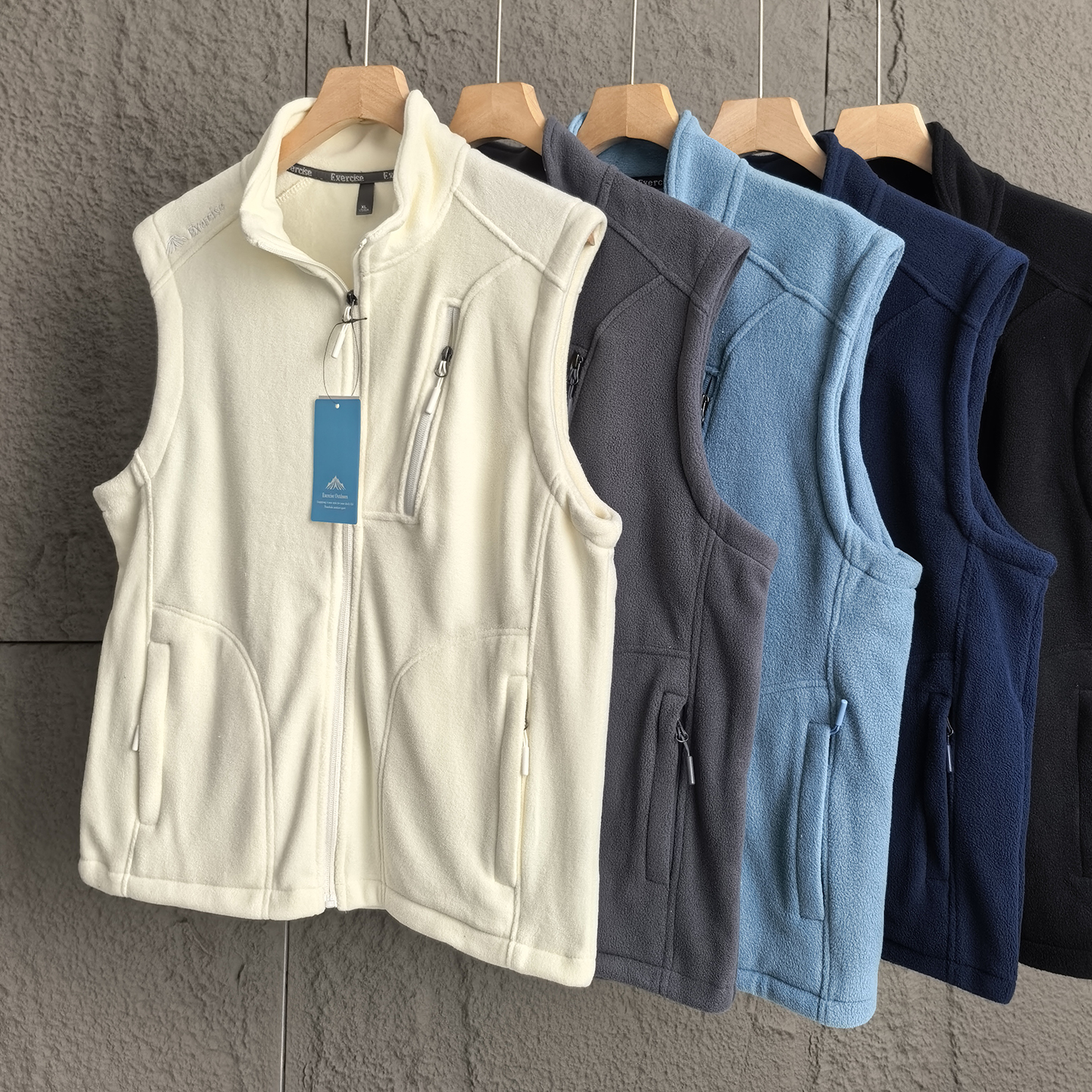 秋冬男士摇粒绒马甲纯色百搭立领