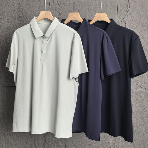 无缝压胶凉感速干男士短袖POLO衫