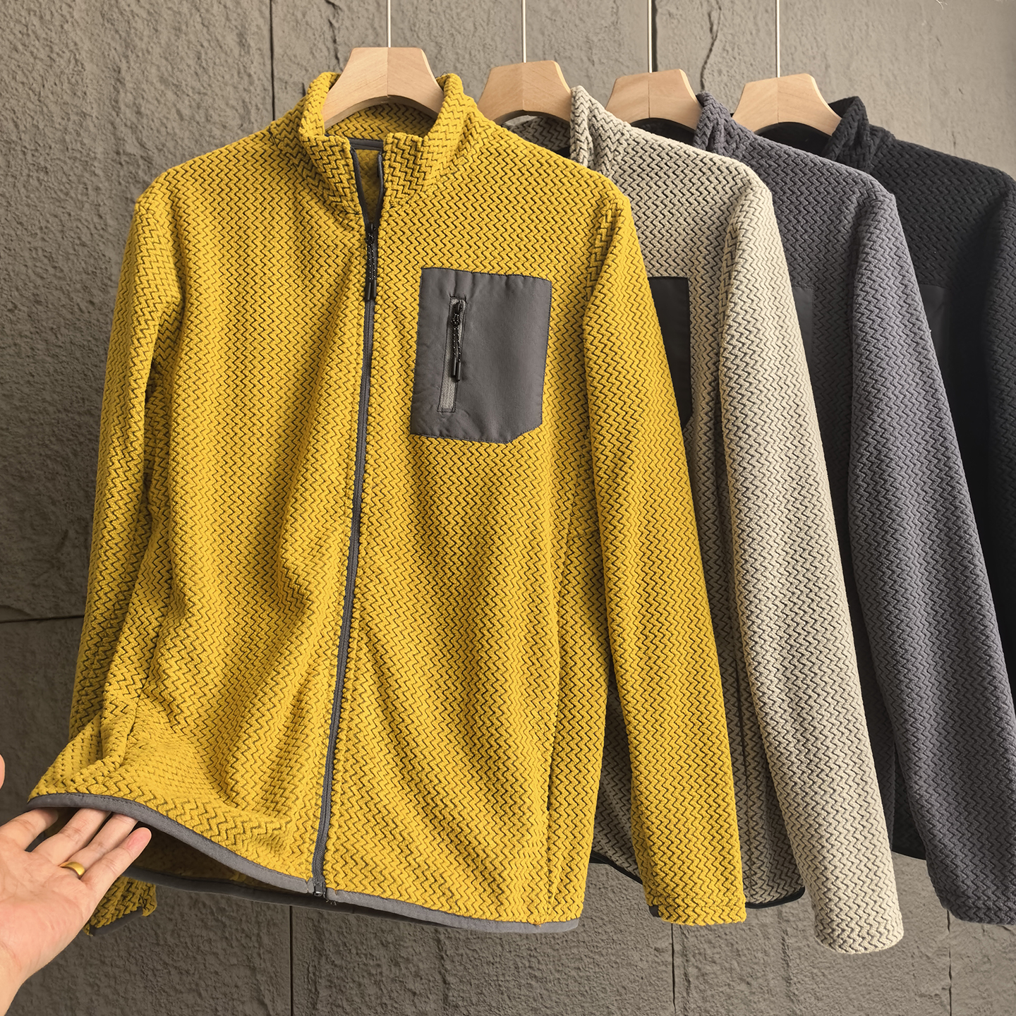 山系户外男士抓绒衣半拉链套头