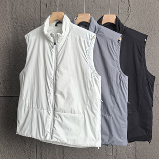 秋冬保暖立领夹棉休闲棉马甲背心 男士 超轻量 户外三防网格面料