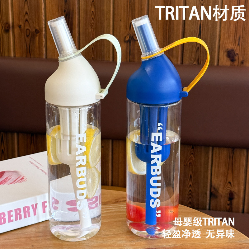 tritan夏日运动水杯大容量学生上学专用吸管杯男女生便捷泡茶水壶