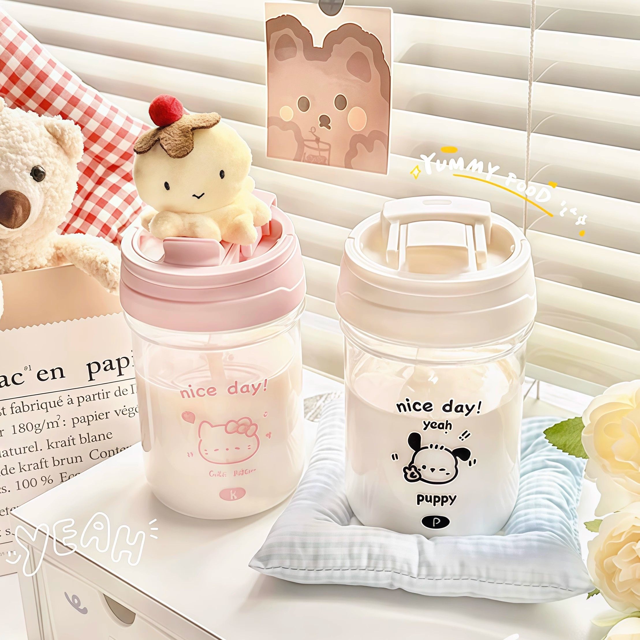 水杯女新款2025高颜值夏日吸管杯学生上学专用便捷儿童泡茶吨吨杯,餐饮具,吸管杯,淘宝优惠券,粉丝福利购,淘宝优惠卷