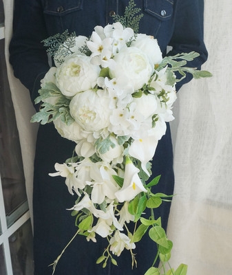 法式新娘混搭花束水滴形婚礼手c捧花 结婚手捧花 花p球 唯美手捧
