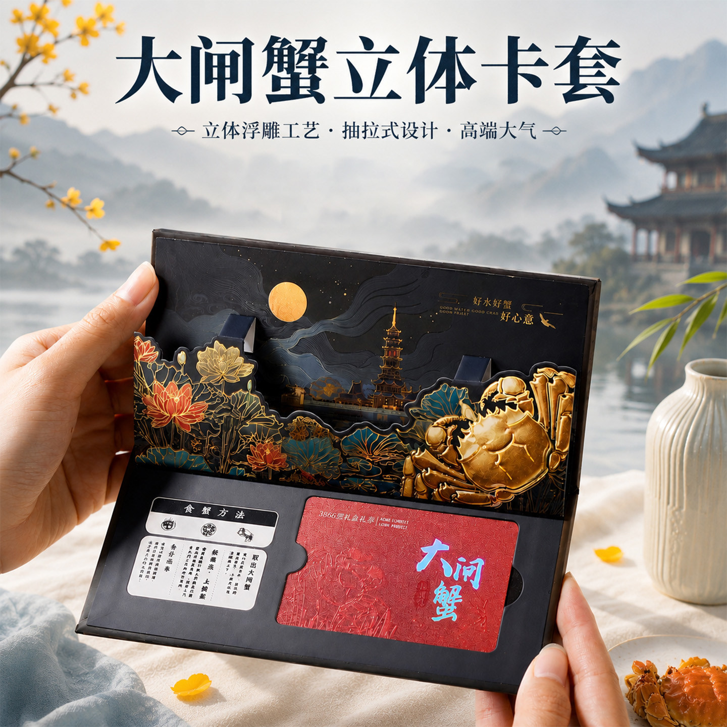 大闸蟹卡套定制现货螃蟹封套图片