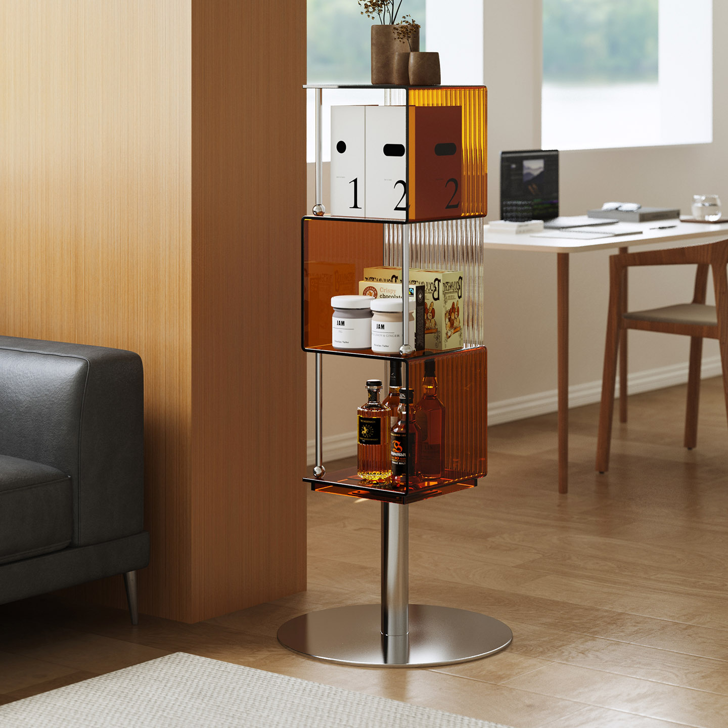 雅仆旋转书架落地式多层置物架