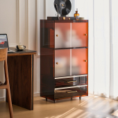 雅仆可移动客厅沙发边柜餐柜现代简约收纳储物书柜展示柜小酒柜