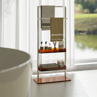 雅仆创意亚克力多层落地浴室置物架卫生间立式毛巾架立式架收纳架