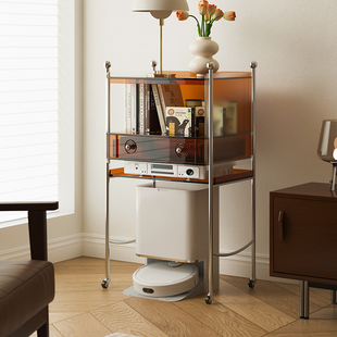 亚克力扫地机器人置物架收纳柜云鲸柜可移动客厅沙发亚克力小边柜