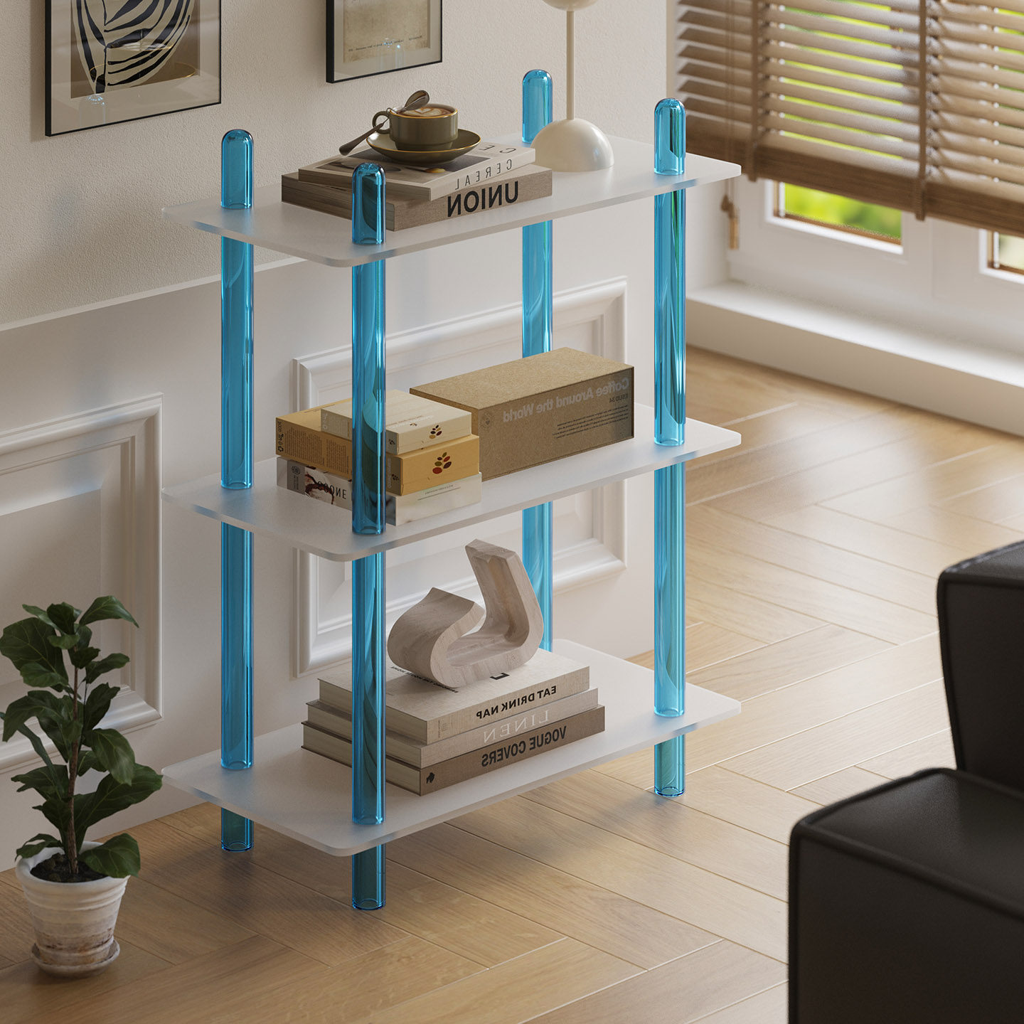 雅仆简约落地置物架客厅沙发陈列架多层书架家用高级感摆件展示架