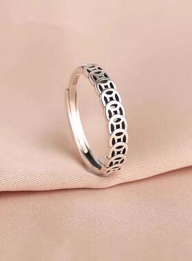 2024新款男女款戒指旺财钱币个性设计小众开口钱多多铜钱转运指环