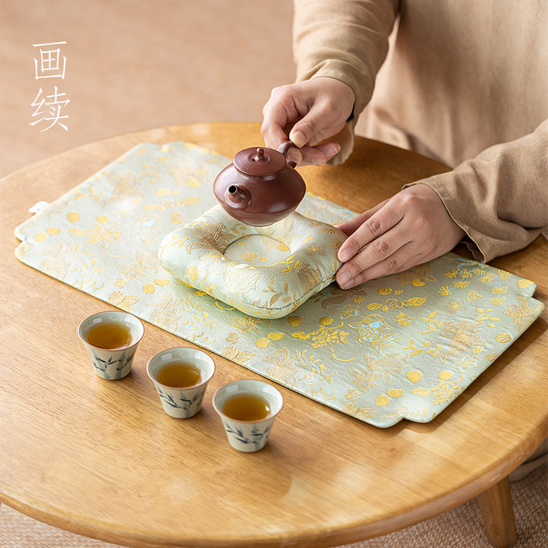 画续云纱干泡席茶席复古布艺新中式禅意防水干泡垫子茶盘垫壶承,餐饮具,茶道/零配,淘宝优惠券,粉丝福利购,淘宝优惠卷