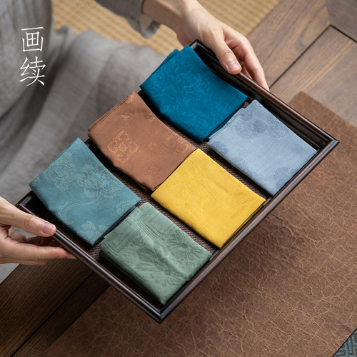 画续国风吸水茶巾茶布桌垫茶席禅意茶道配件小号养壶毛巾中式棉麻