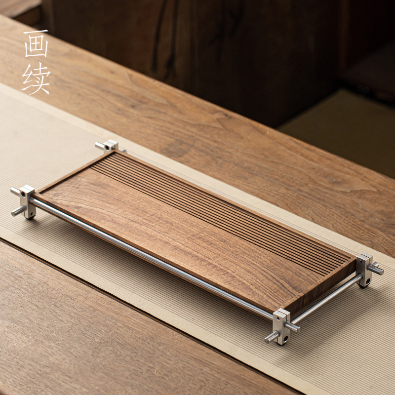 画续光釉胡桃木干泡盘