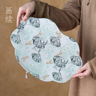 禅意 画续国风织锦如意锁干泡席茶席功夫茶具配件干泡台垫子新中式