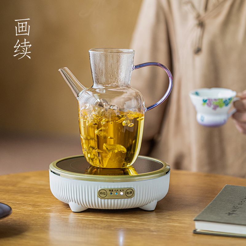 画续水经注玻璃花茶壶