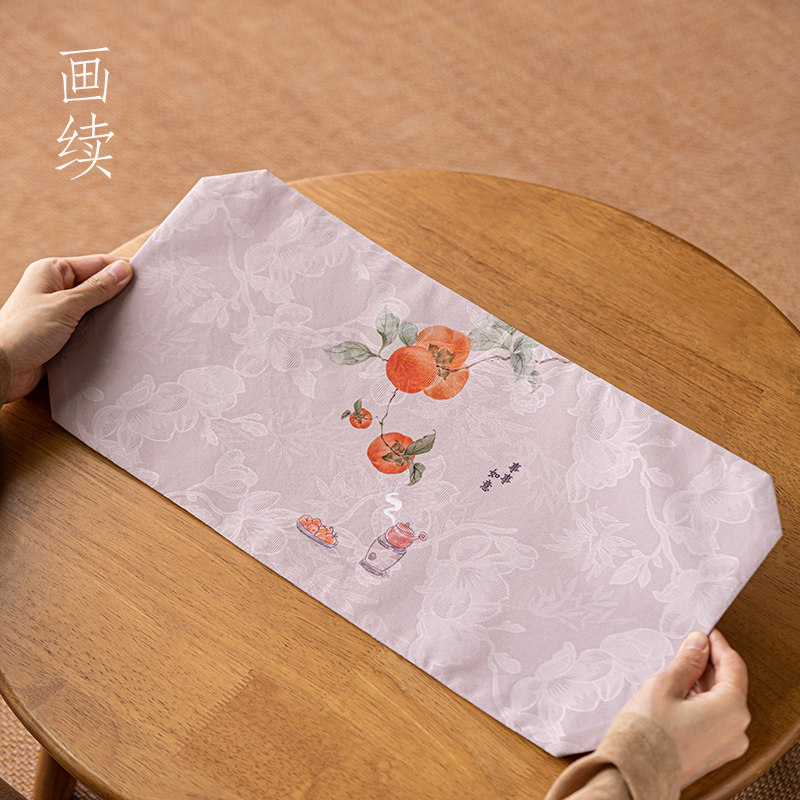 画续香云纱海棠茶席新中式禅意防水干泡垫子茶盘垫复古布艺双面,餐饮具,茶巾,淘宝优惠券,粉丝福利购,淘宝优惠卷