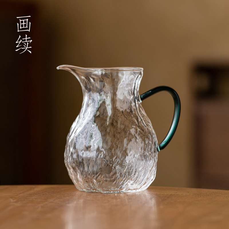 画续带把加厚茶具公道杯玻璃高档功夫茶道锤纹耐高温分茶器茶海,餐饮具,公道杯,淘宝优惠券,粉丝福利购,淘宝优惠卷