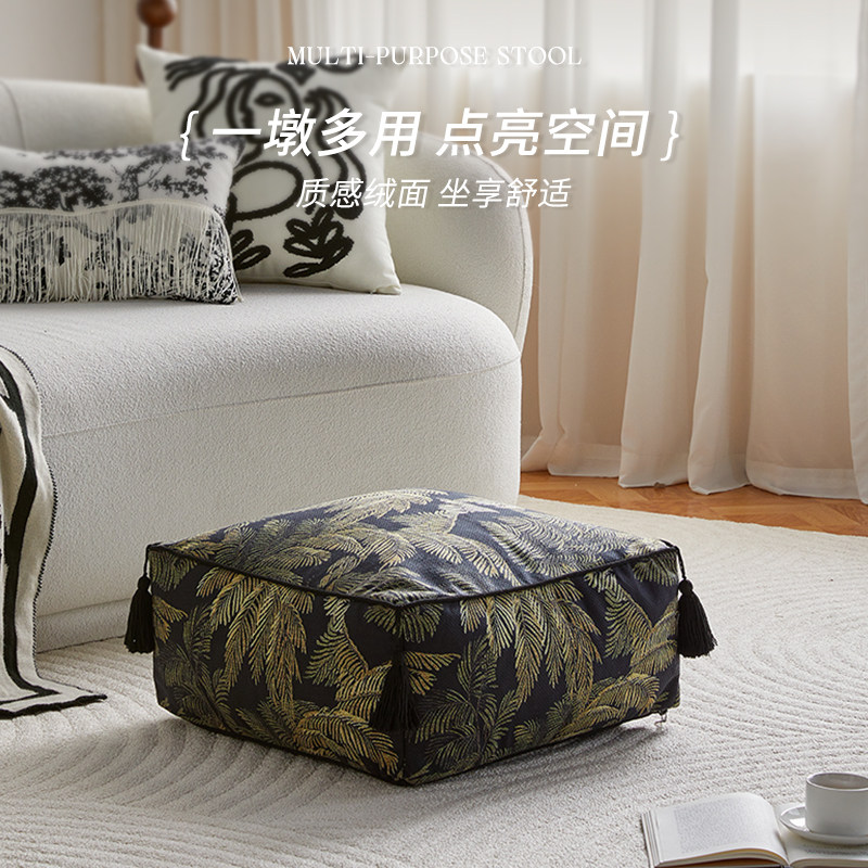 中古风复古客厅坐墩家用地上脚踏凳坐蒲团沙发布艺脚踏榻榻米坐垫,居家布艺,蒲团,淘宝优惠券,粉丝福利购,淘宝优惠卷