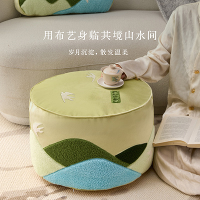 中式蒲团坐墩文创刺绣抱枕礼品套装客厅沙发靠枕垫阳台榻榻米坐垫
