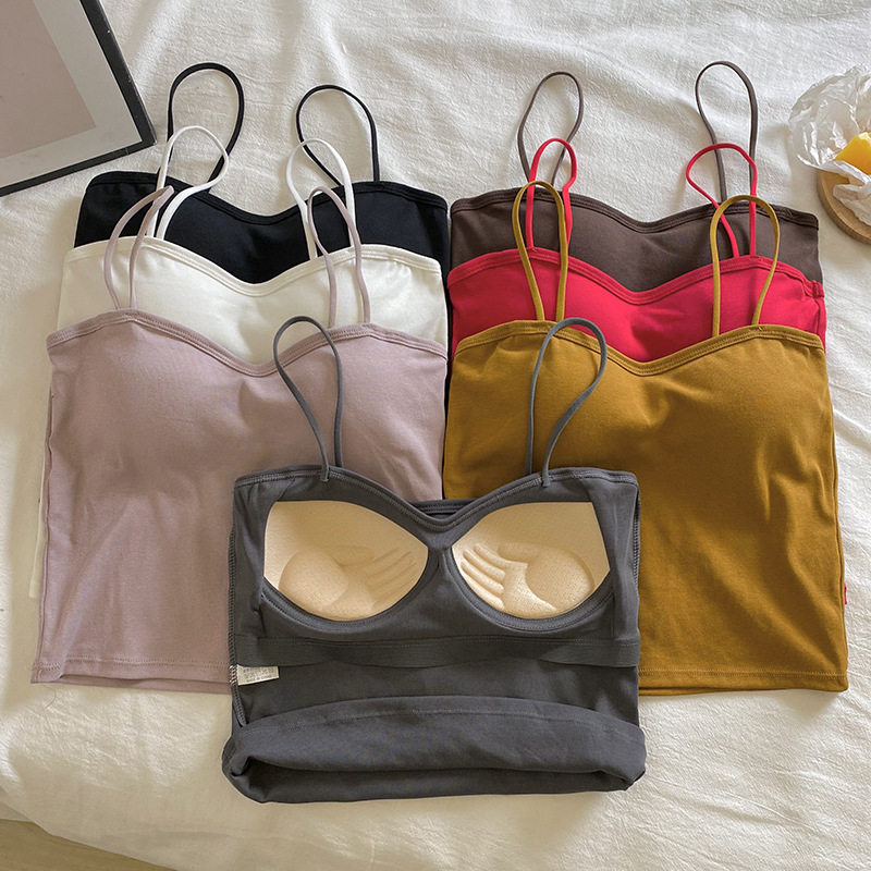 春季新款外穿小吊带背心女设计感小众内搭美背裹胸带胸垫辣妹上衣,女装/女士精品,抹胸,淘宝优惠券,粉丝福利购,淘宝优惠卷