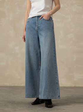 黑标BAIZHUO商场同款26春新款复古百搭通勤阔腿牛仔裤女AZ61NC180