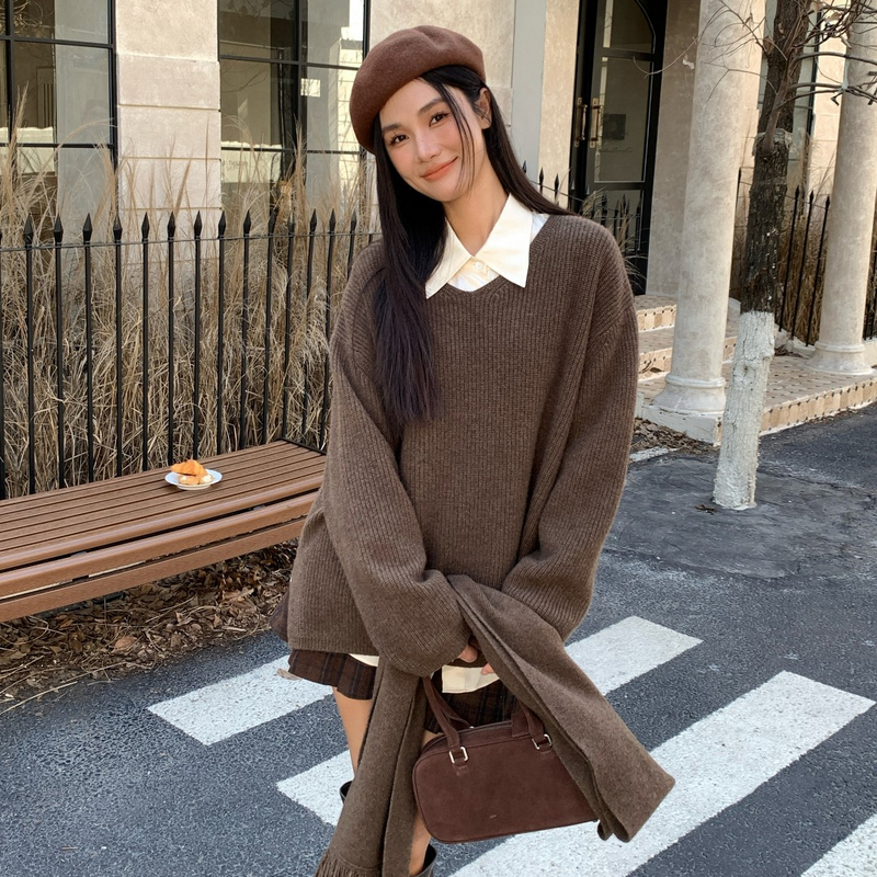 AIRIQI冬季新款针织衫围巾套装