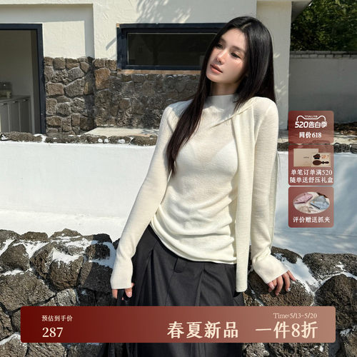 AIRIQI春季新款飘带设计针织衫
