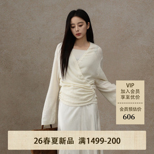 黑标BAIZHUO商场同款26春新款交叉围裹式系带设计针织衫AZ61KS064