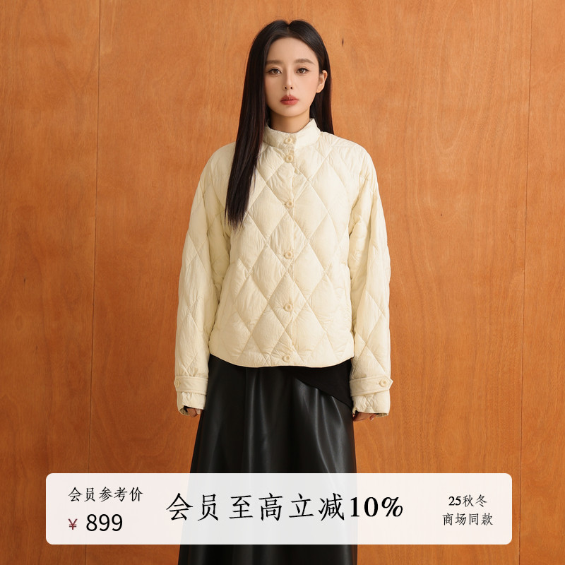 AIRIQI25冬新款菱形格羽绒服