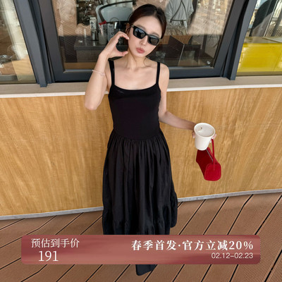 AIRIQI春季新款腰A字吊带连衣裙